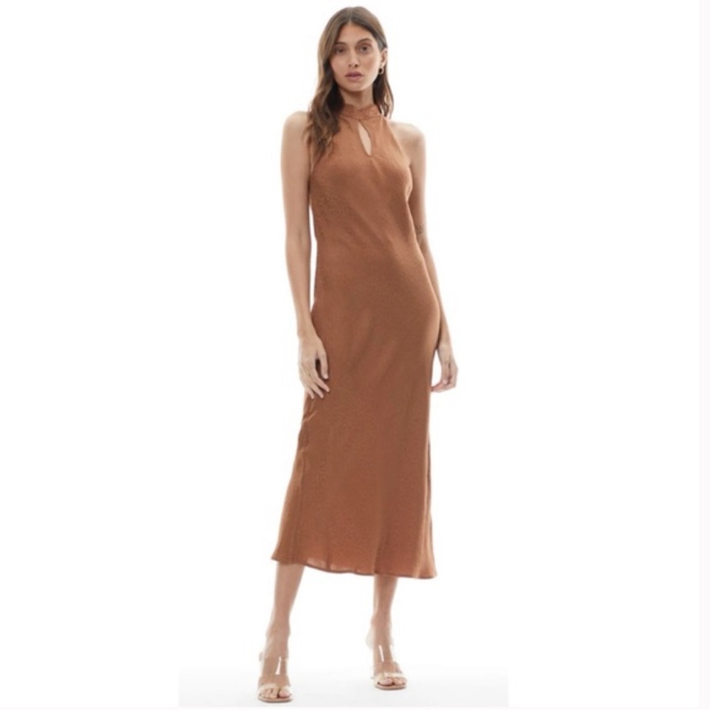 YFB Young Fabulous & Broke High Neck Animal Print Midi Dress S